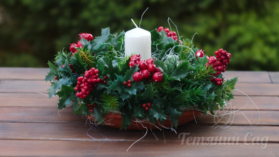 Новорічний декор - Композиція з ягодами на новорічний стіл - 1